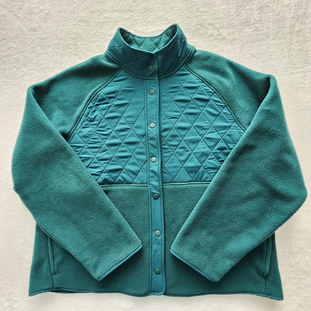 Gap Fleece Quilted Jacket Snap Front Womens XL Gorpcore Outdoor Hiking Fall Coat
